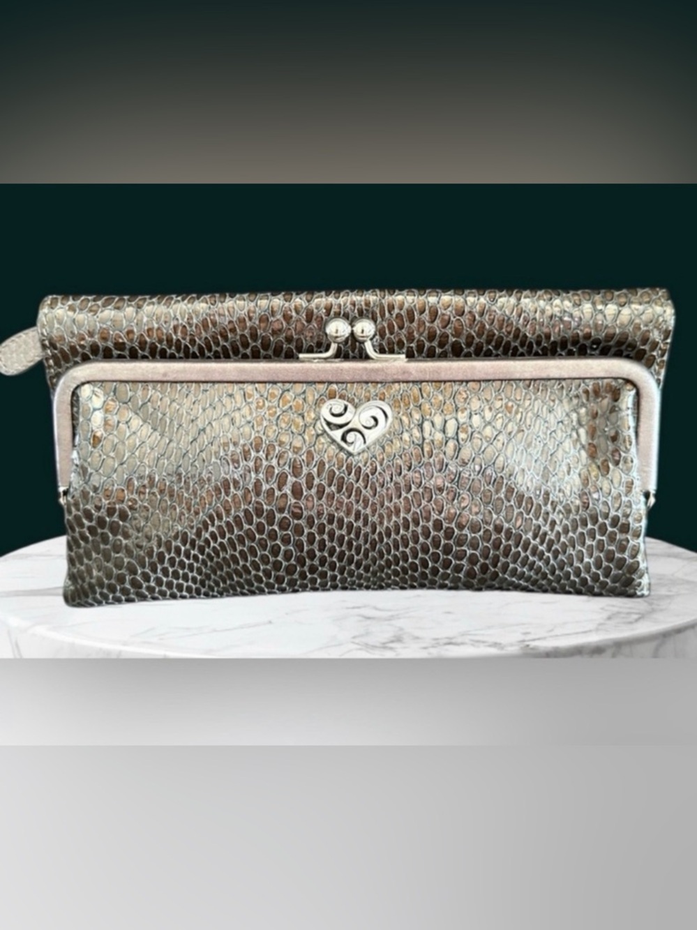 Brighton snakeskin embossed leather